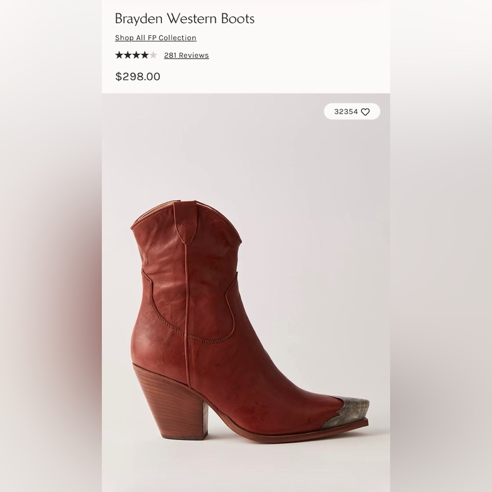 Free People Brayden Western Boots - mahogany red